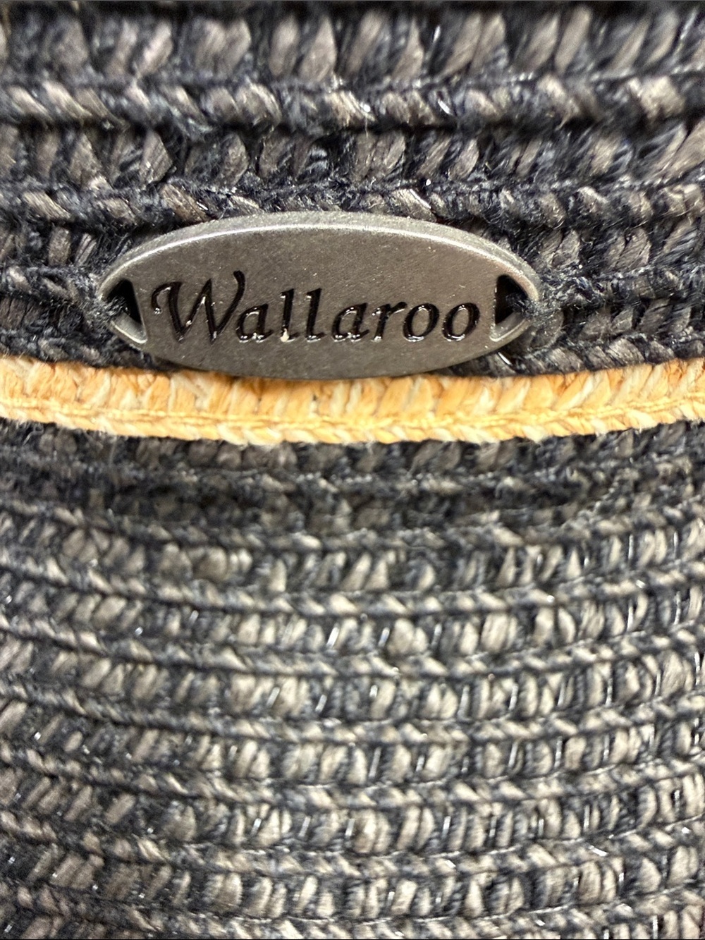 Wallaroo Black Wide-Brim Straw Sun Hat with Natural Stripe - Picture 5 of 6